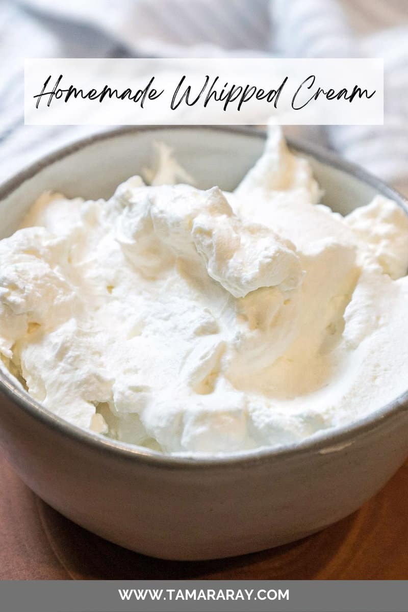 Homemade whipped cream in a bowl.