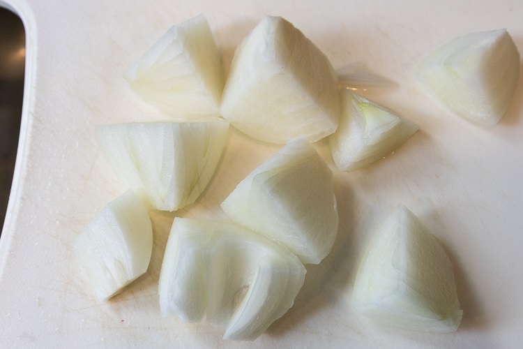 Cut up one yellow onion.