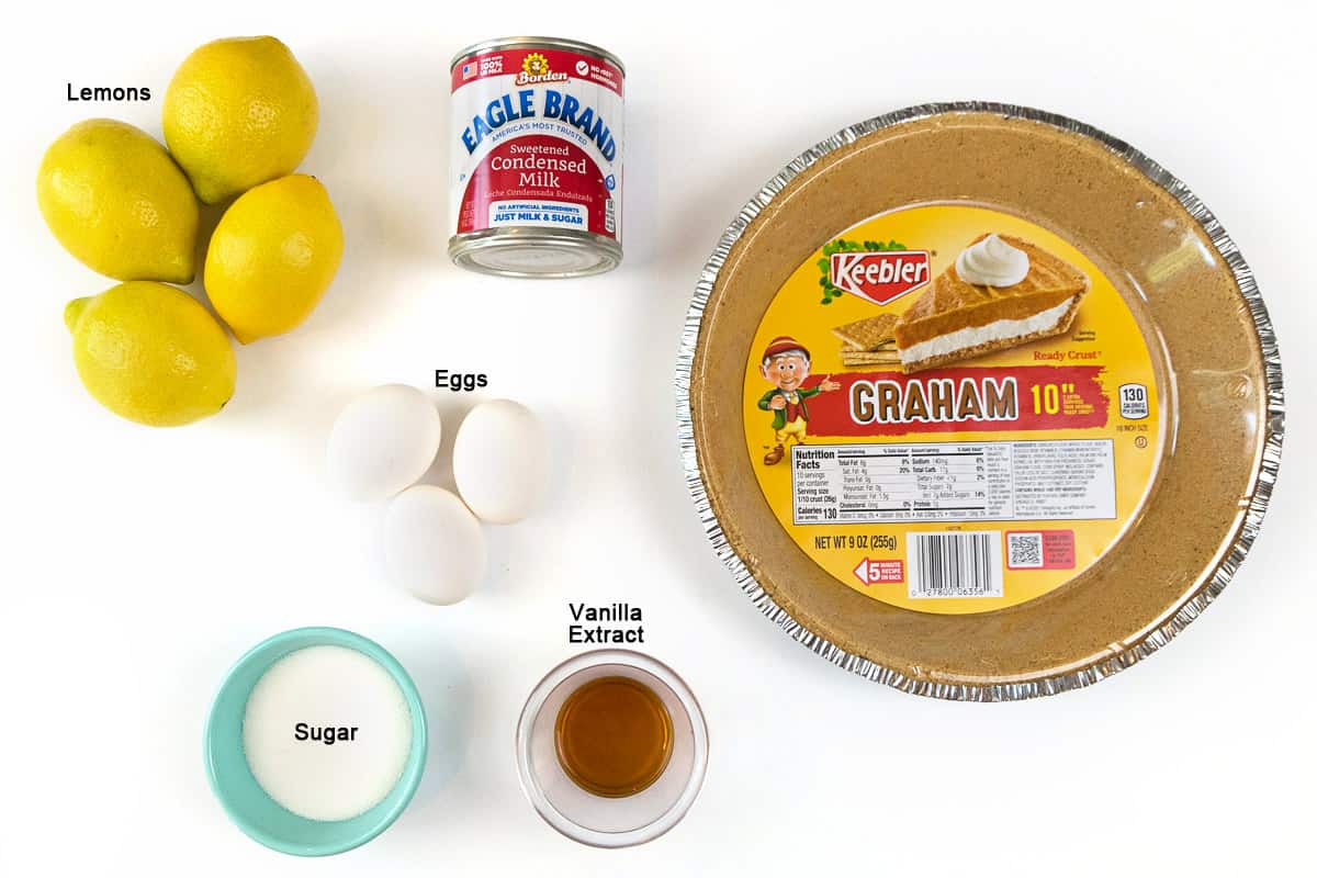 Ingredients for A slice of lemon meringue pie with condensed milk.