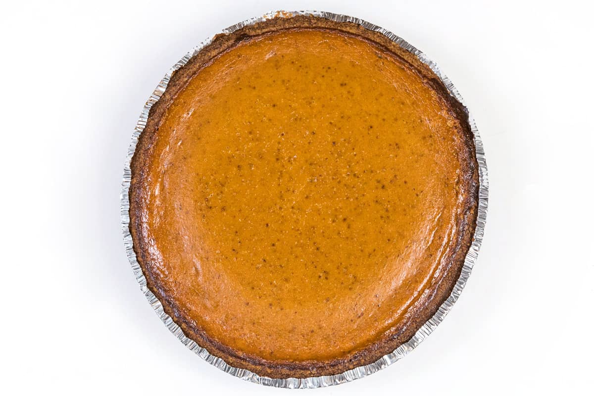 Libby's pumpkin pie out of the oven.