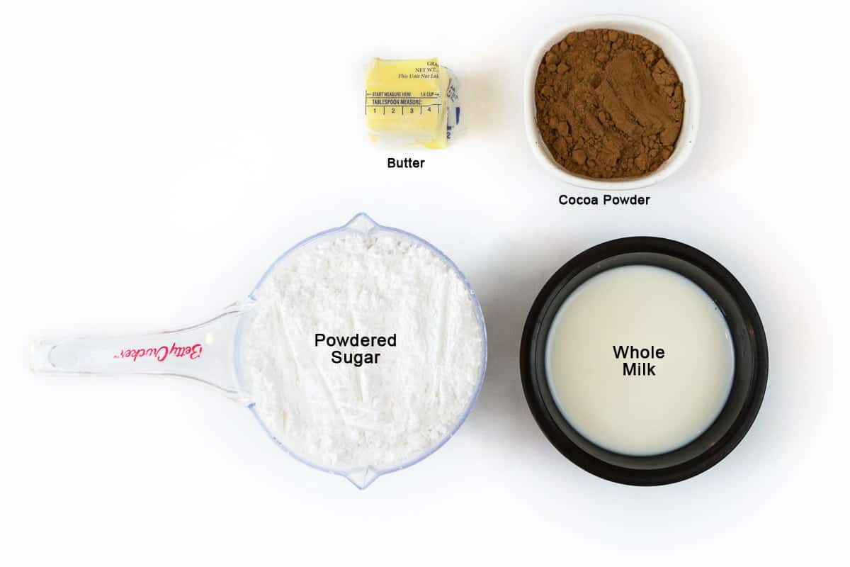 Ingredients for the chocolate frosting for the Mississippi mud cake.