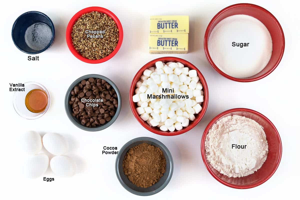 Ingredients for Mississippi mud cake.