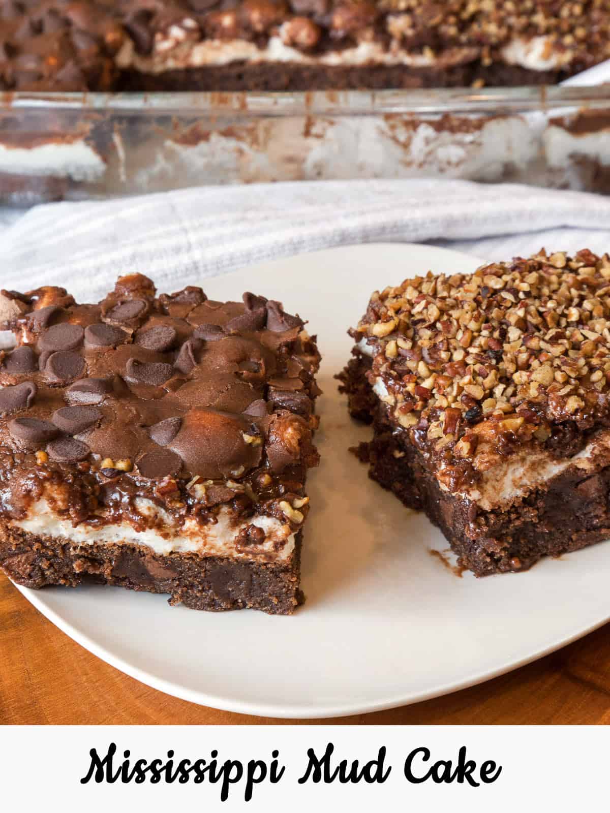 Mississippi mud cake on a plate.