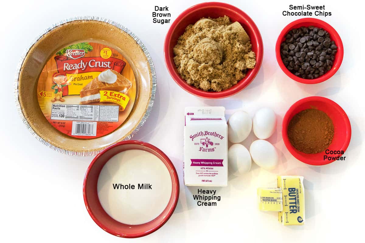 Mississippi Mud Pie ingredients.