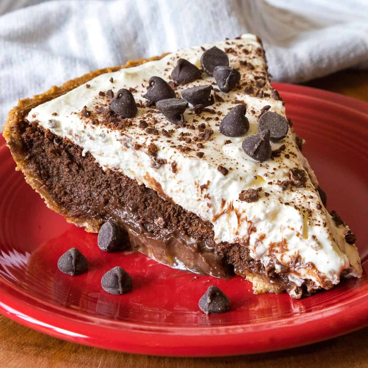 Mississippi mud pie with lots of chocolate on a plate.