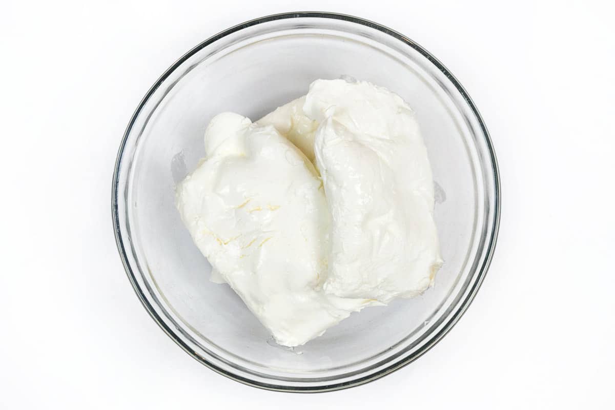 Cream cheese in a bowl.