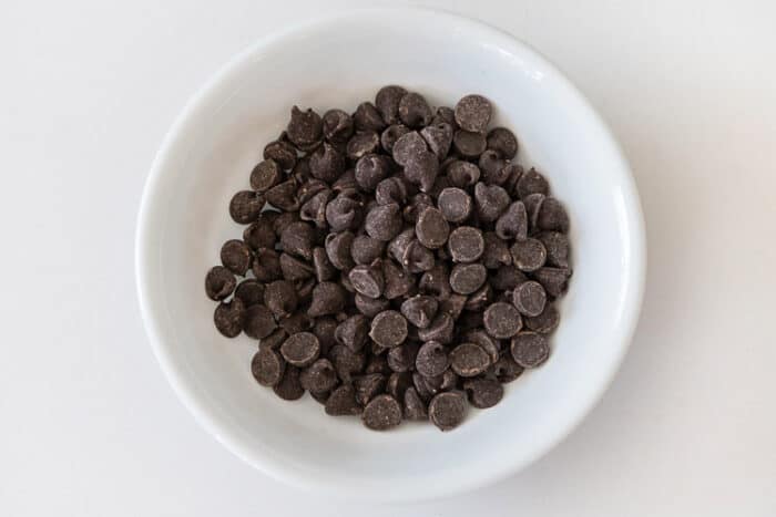 Bowl of chocolate chips.