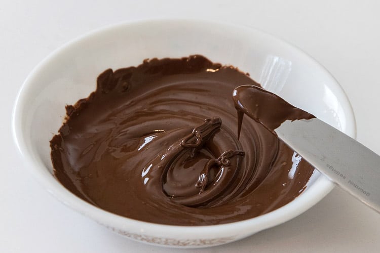 A bowl of melted chocolate chips.