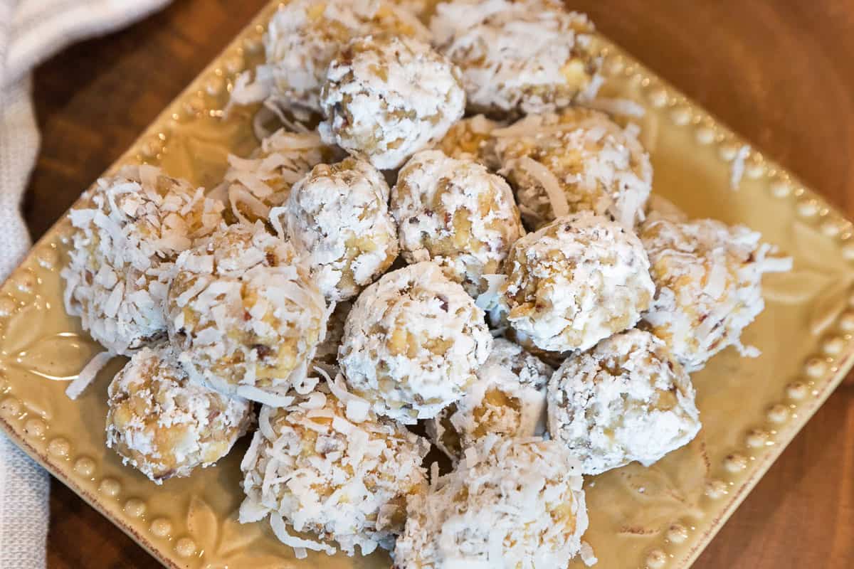 Orange balls on a plate.