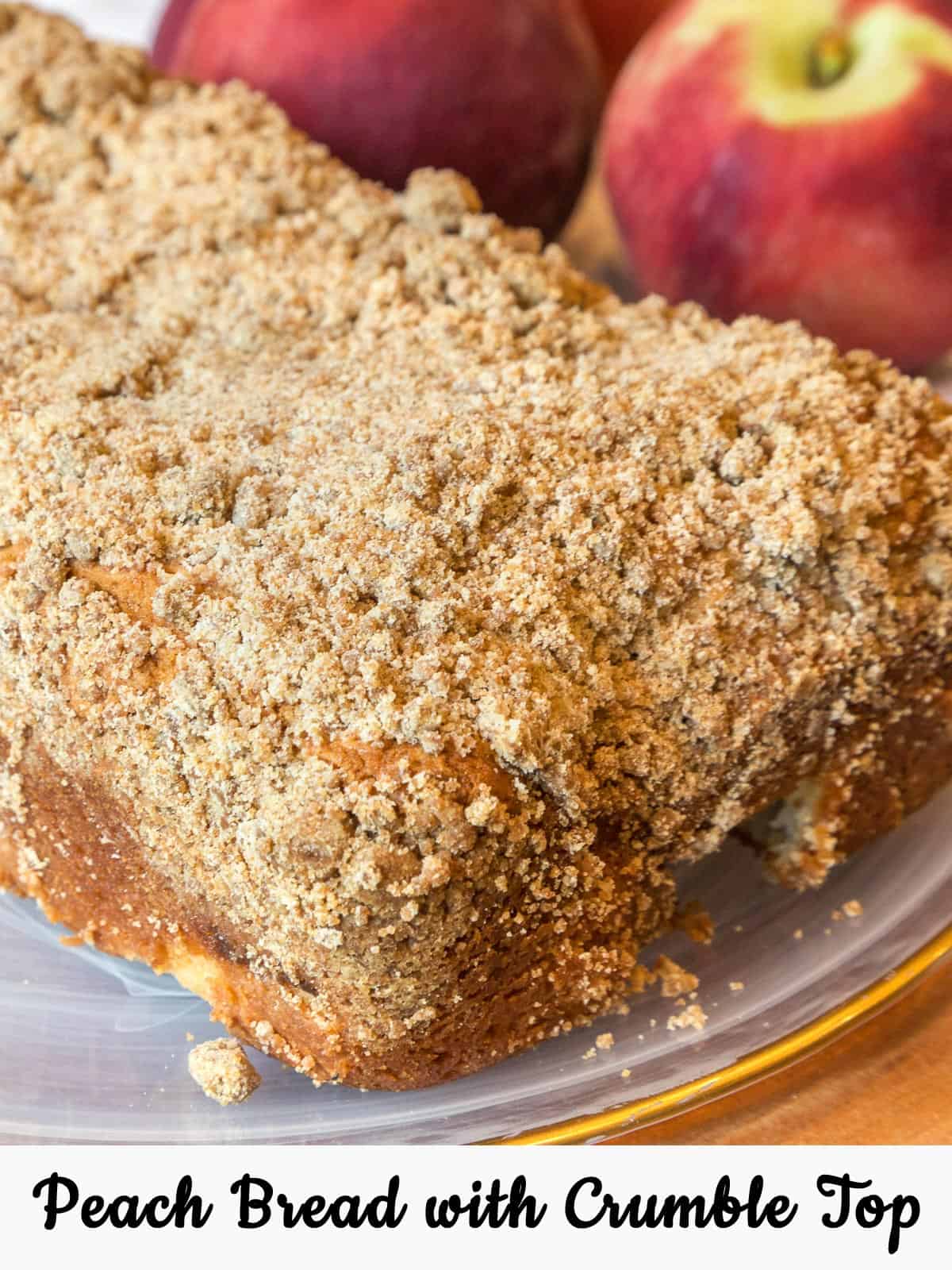 A close of photo of peach bread recipe after baking in the oven.