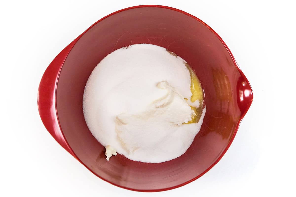 Melted butter, cream cheese, and granulated sugar.