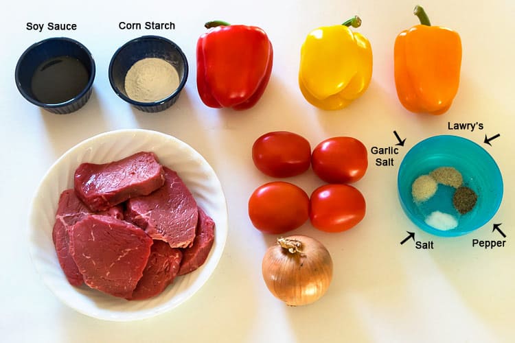 Ingredients for pepper steak.