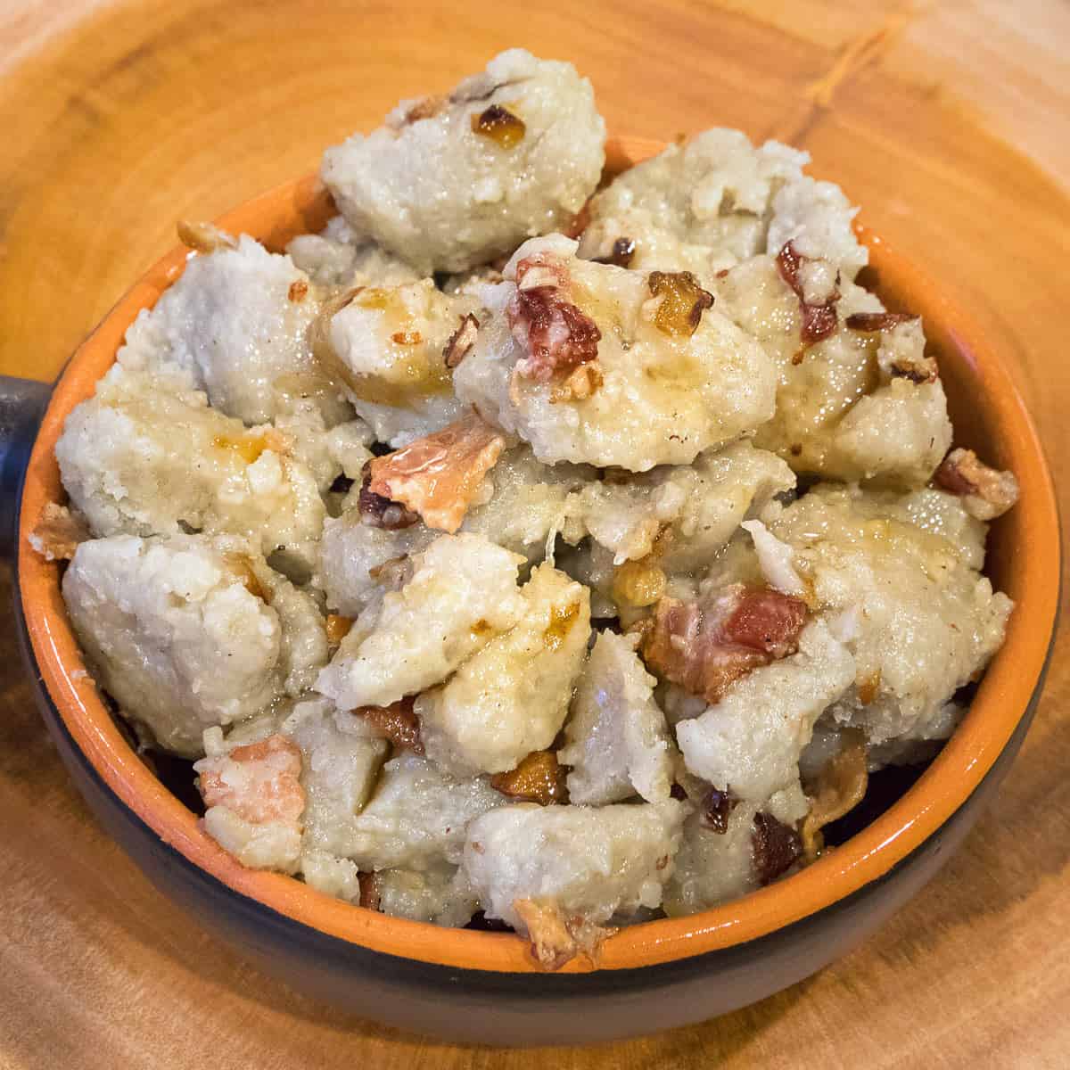 Polish potato dumplings in a bowl. 