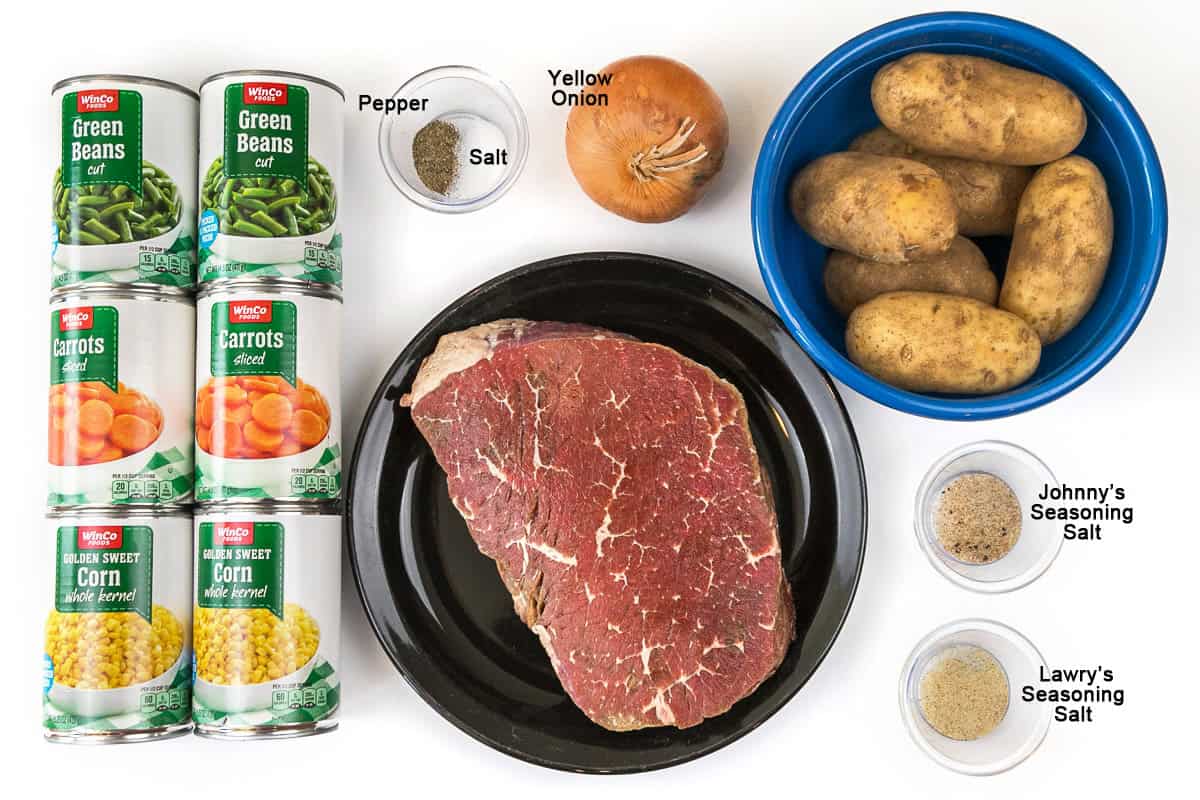 Ingredients for pot roast cooked in the oven.