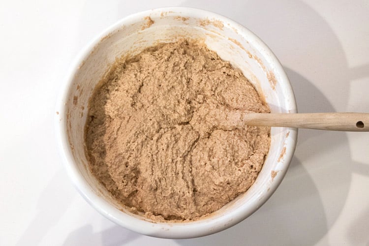 Flour and salt added to puréed potatoes.