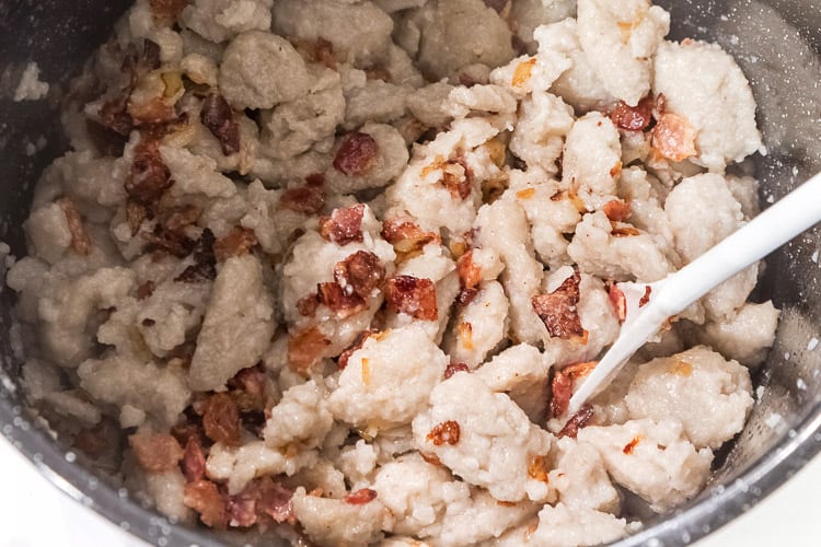 Polish potato dumplings done in the pot.