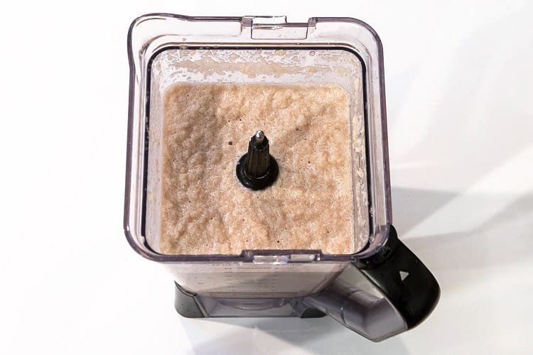 Puréed potatoes in a blender.