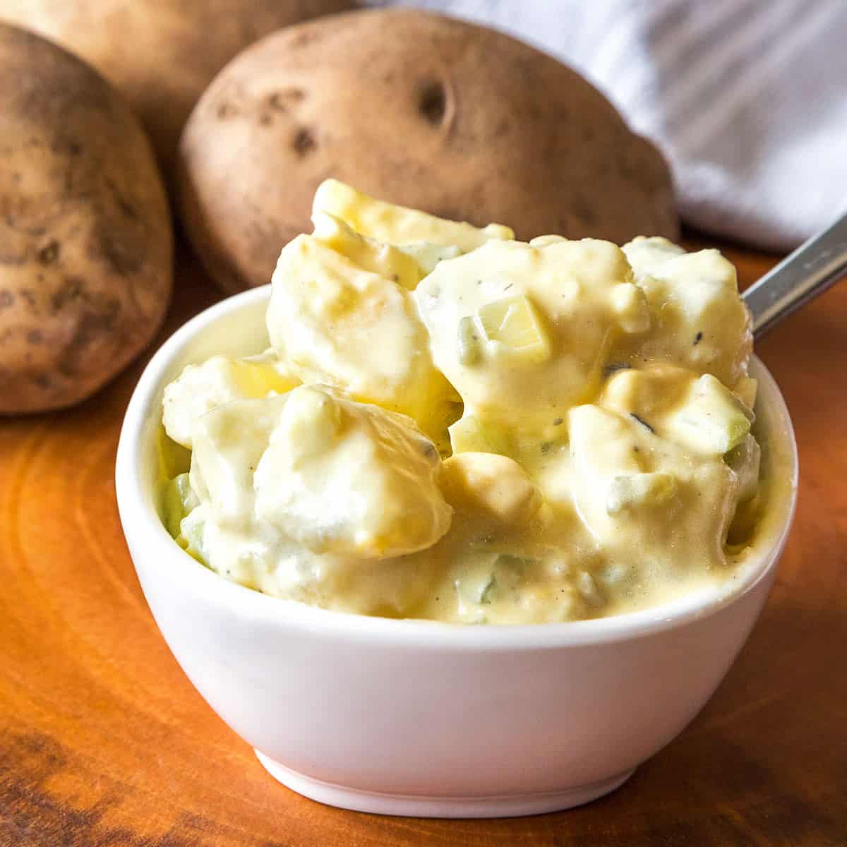 Homemade potato salad in a bowl.