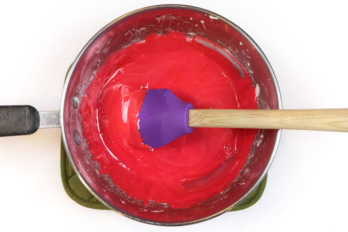 Add the red food coloring.