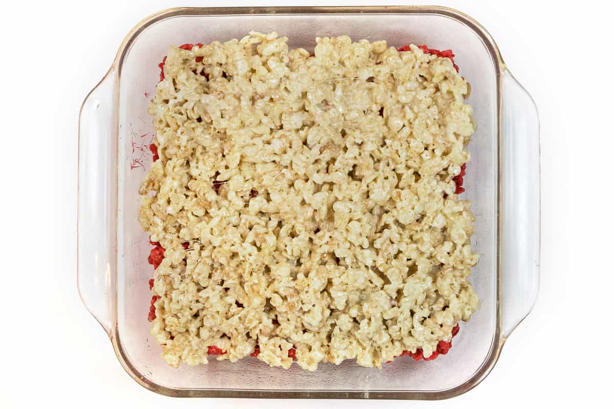 Add the white layer on top of the red layer.