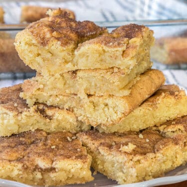 Snickerdoodle bars recipe close up.