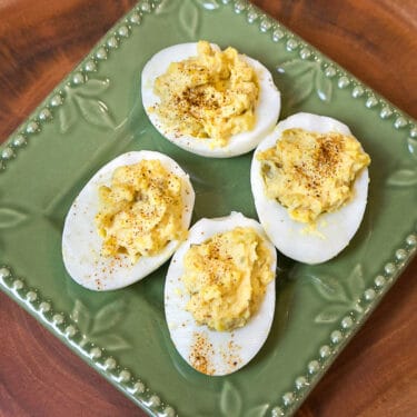Southern deviled eggs recipe on a plate.