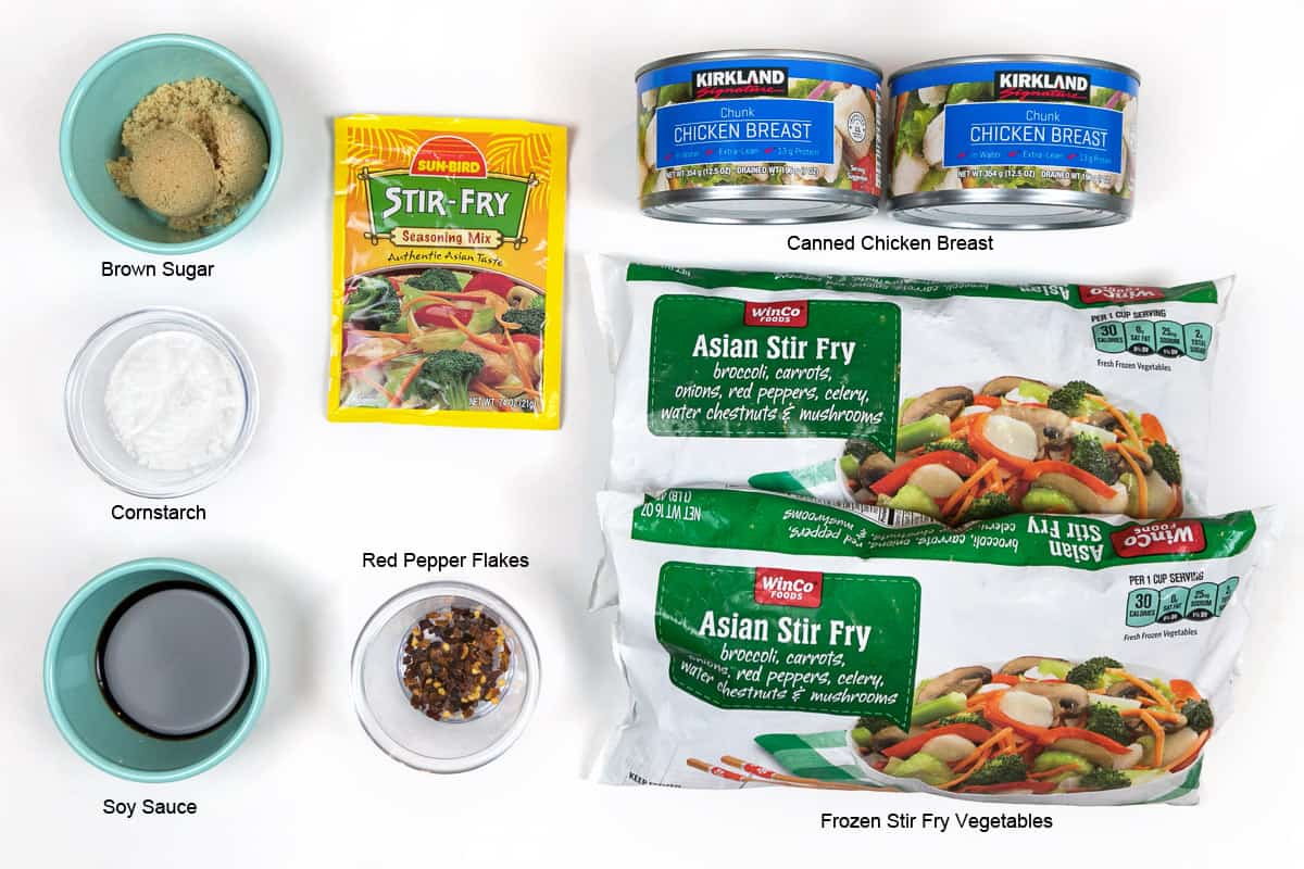 Ingredients for spicy chicken stir-fry.