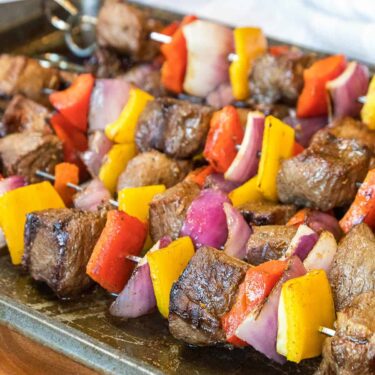 Steak kabobs marinade for grilling recipe.