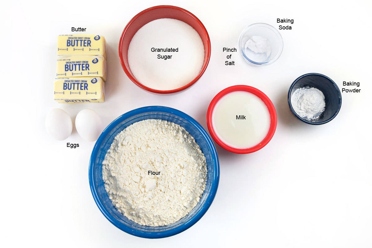 Ingredients for sugar cookies with frosting.