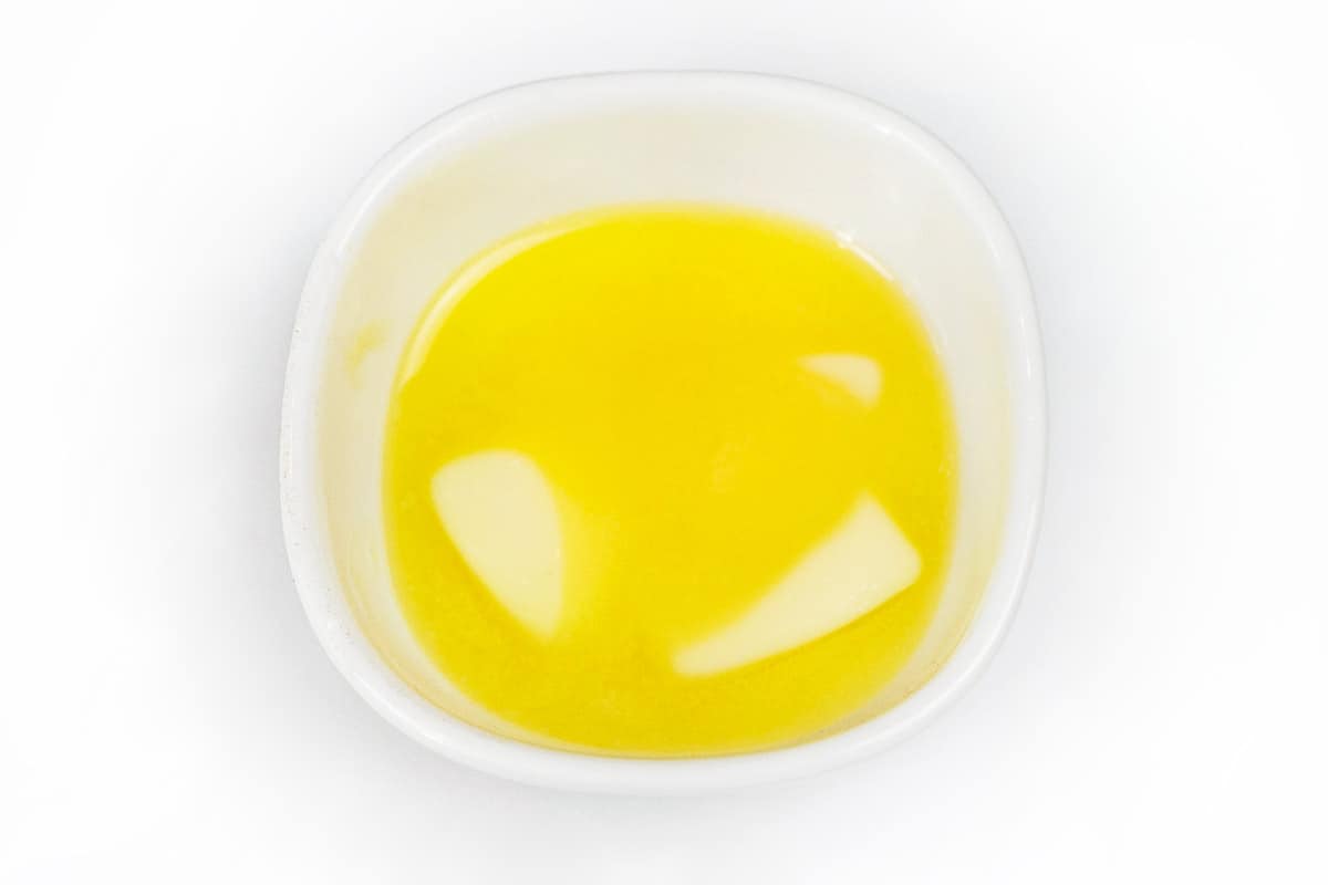 Melted butter in a bowl.