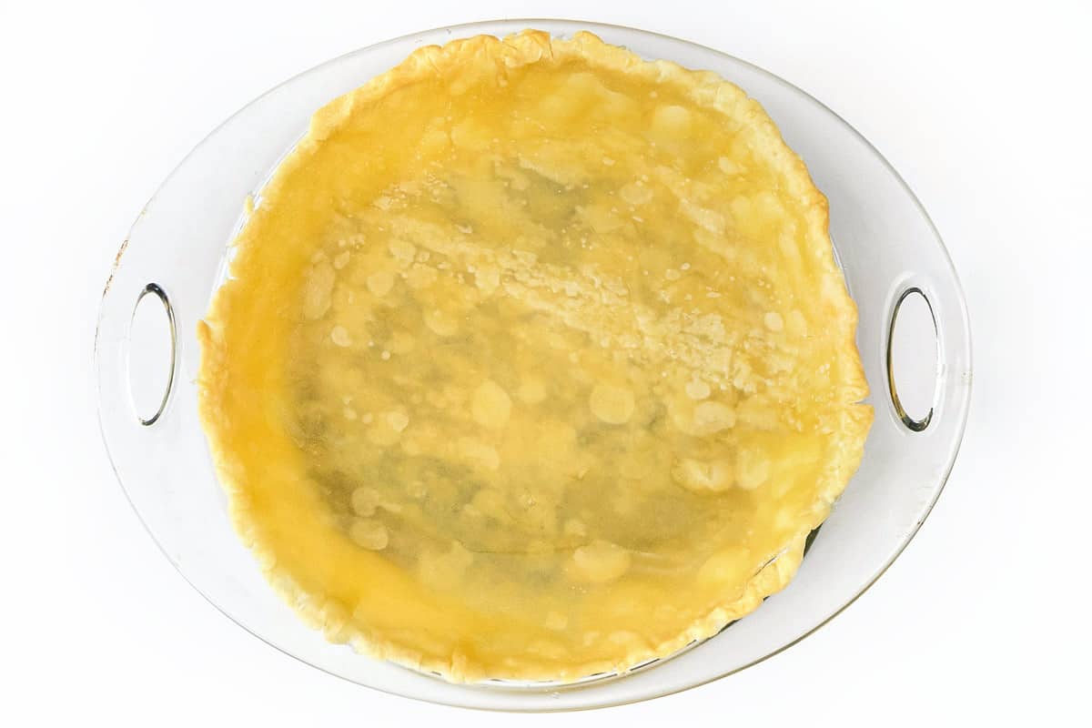 Pie shell after partially baking for twenty minutes.