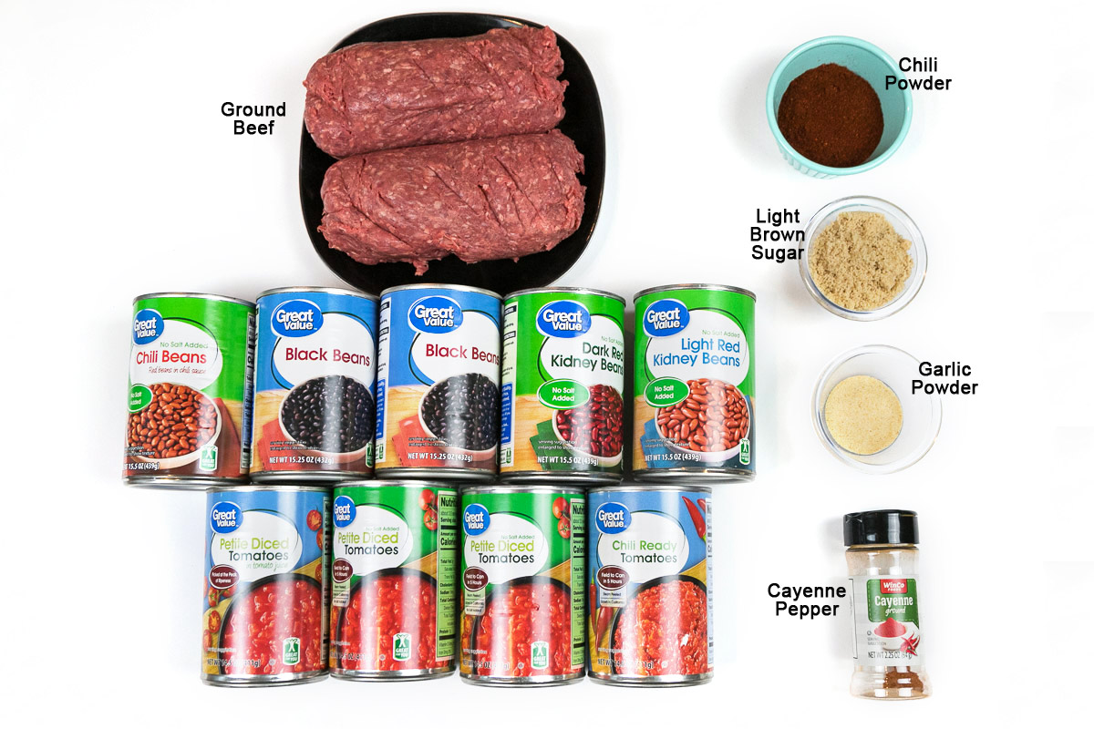 Instant pot sweet and spicy chili ingredients.