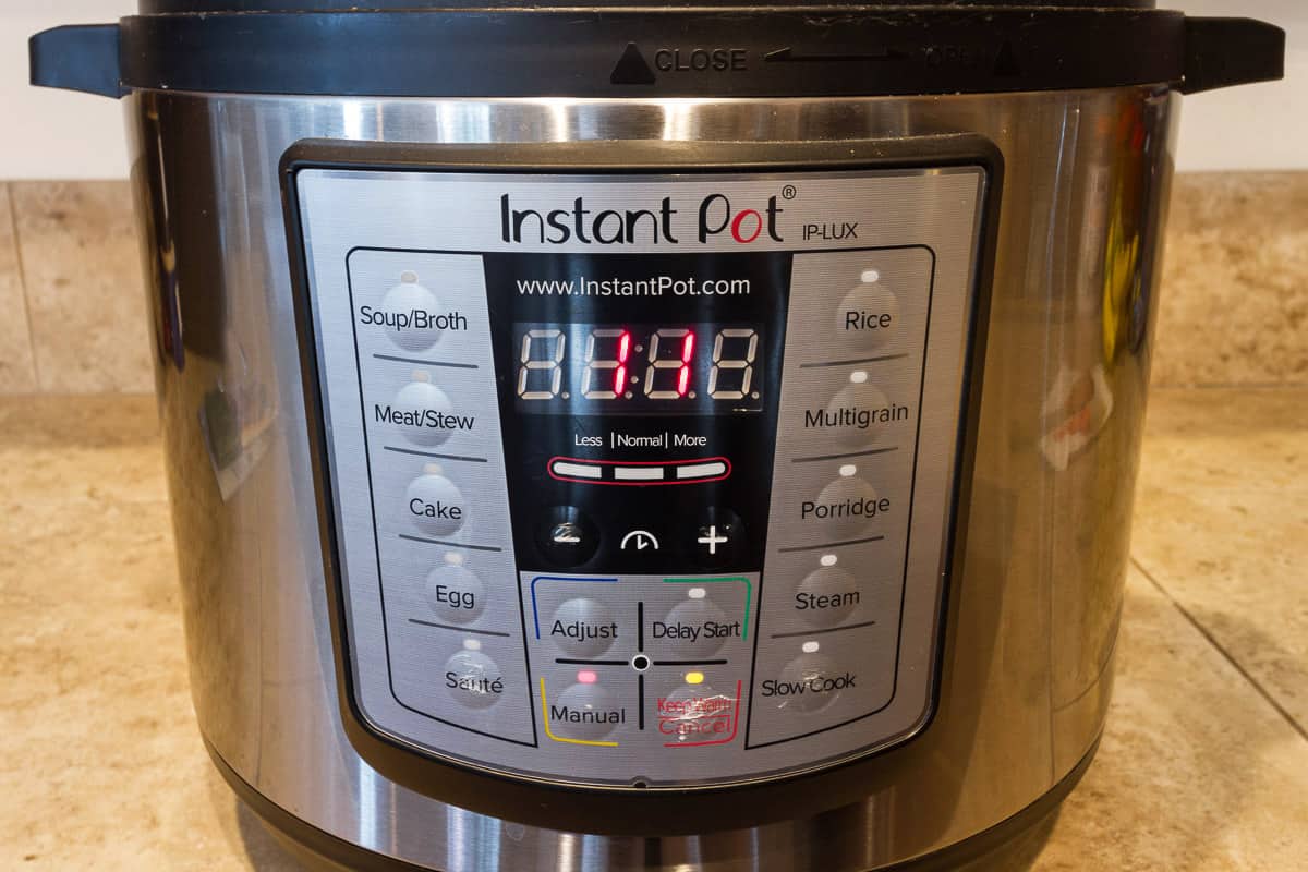 Instant pot set on manual for eleven minutes.