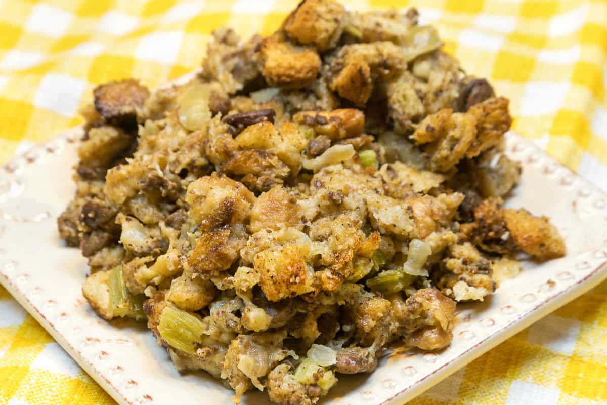 Thanksgiving Dressing on a Plate.
