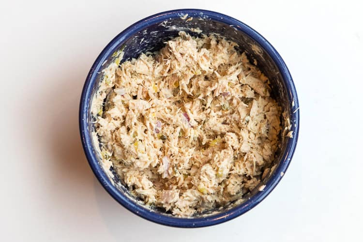 Garlic powder, salt and pepper added to the tuna mixture.
