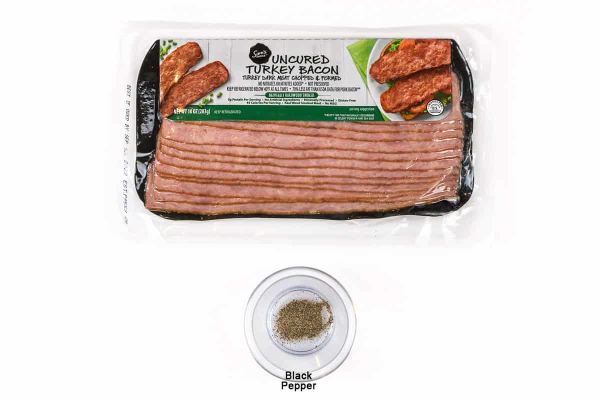 Ingredients for Turkey Bacon in Air Fryer.